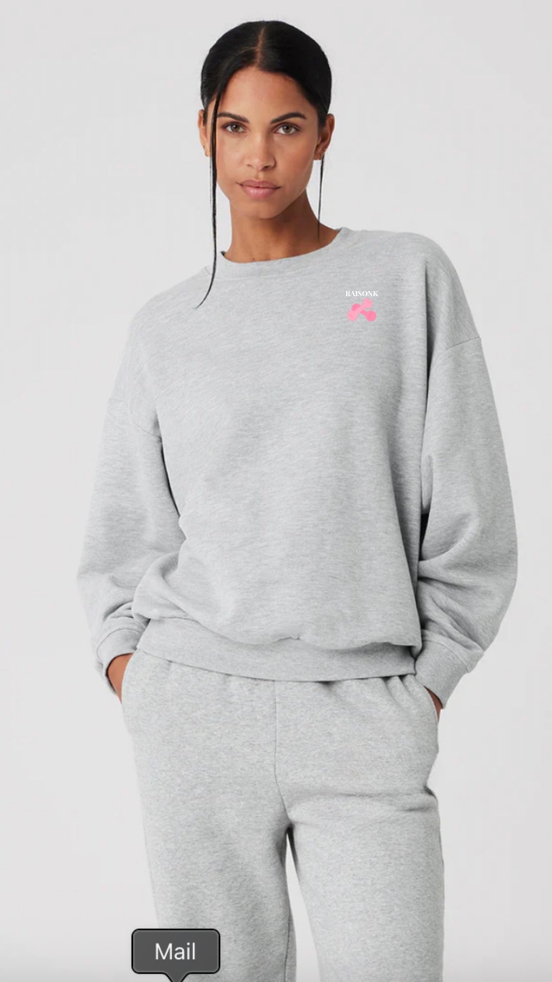 Sweatshirt mélange gris avec motif devant