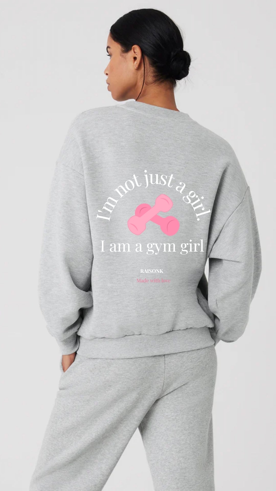 sweatshirt mélange gris  avec motif au dos 